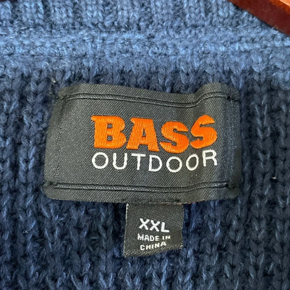 NWT Bass Outdoor Mixed Sweater Men's XXL Blue Cotton Quarter Zip